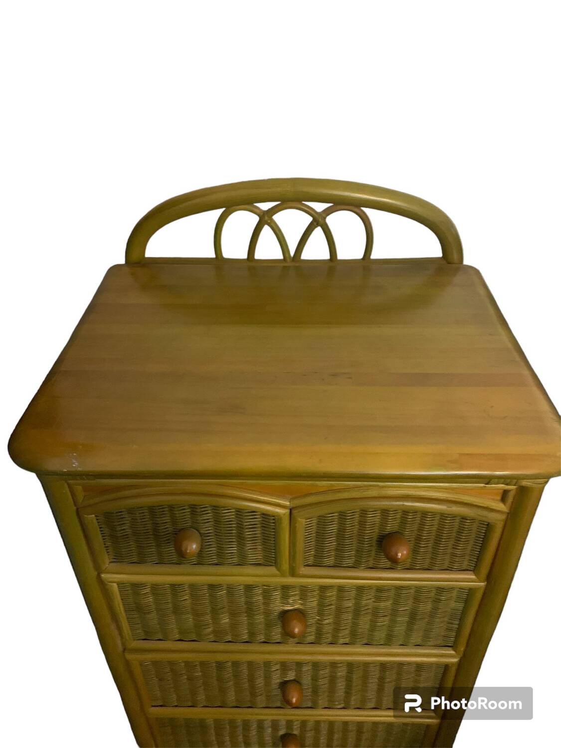 Chiffonier furniture with drawers rattan green wood