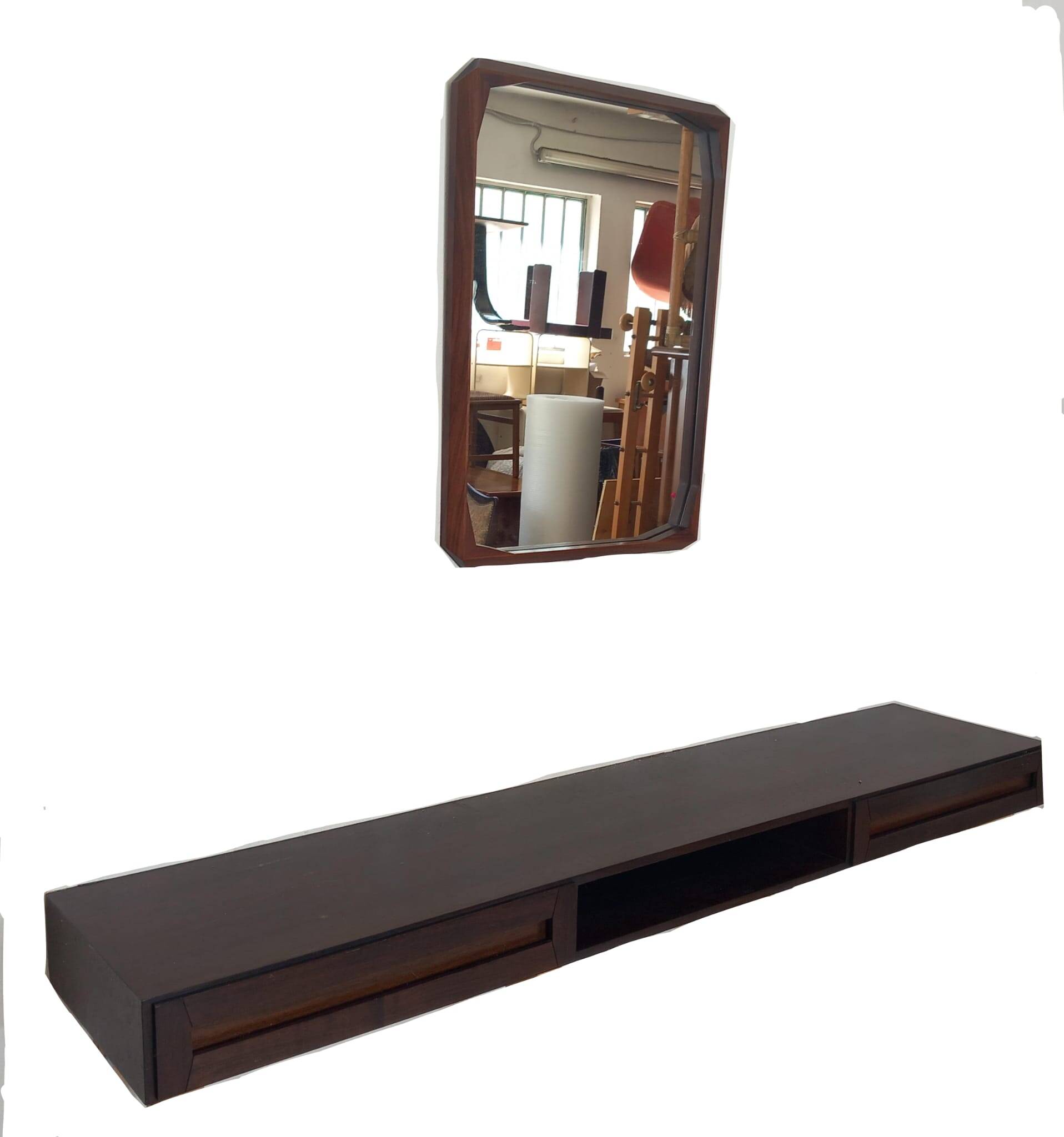Vintage Entryway Set – Wall Console & Mirror, 1960s