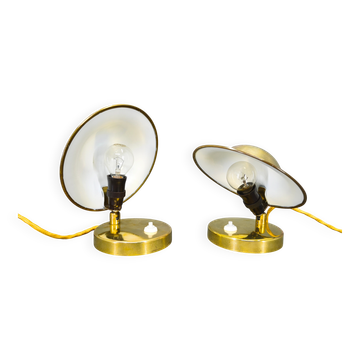 Paire de lampes de table en laiton ajustables Art Déco, années 1930 Tchécoslovaquie