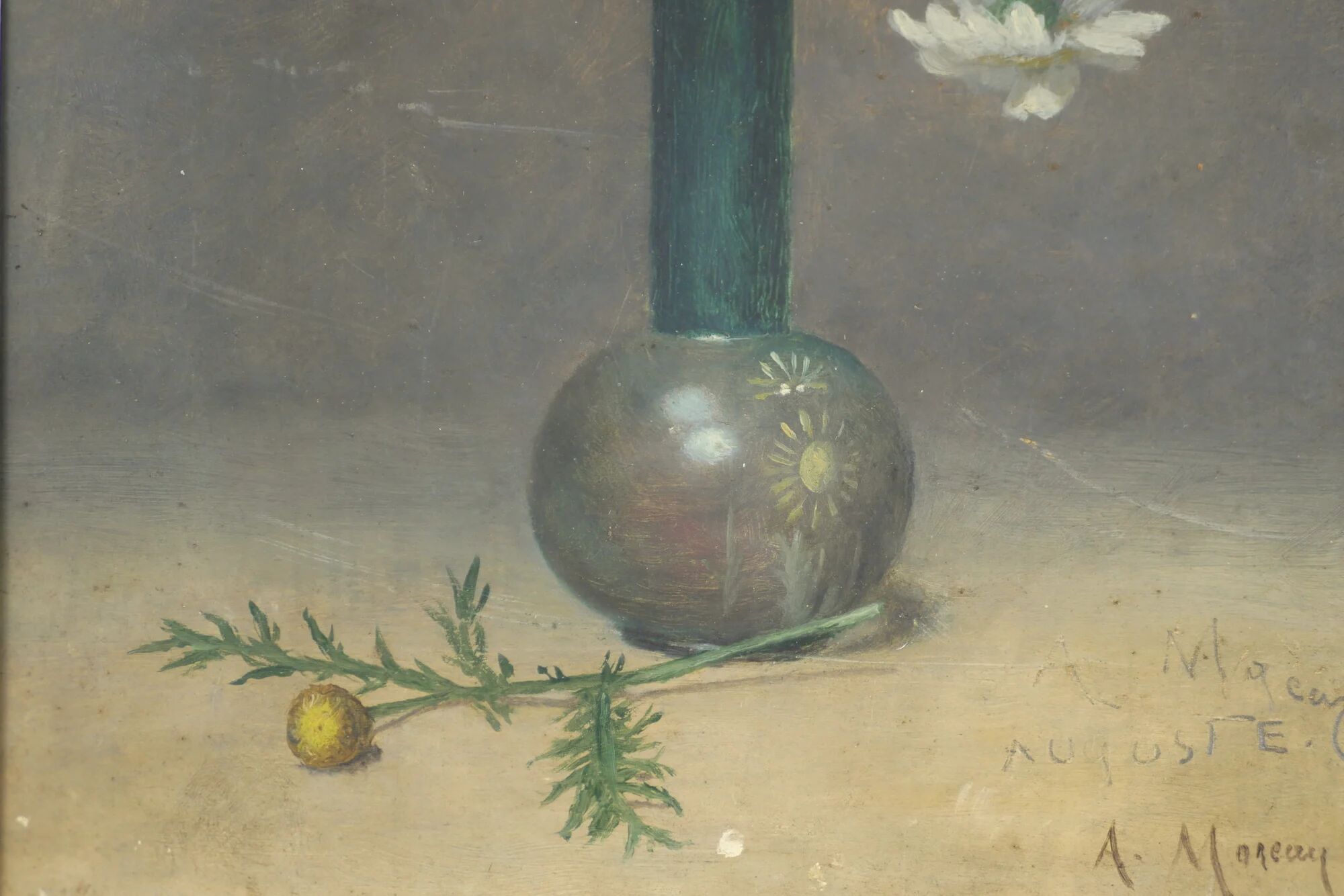 The bouquet with the butterfly - Painting signed A. Moreau