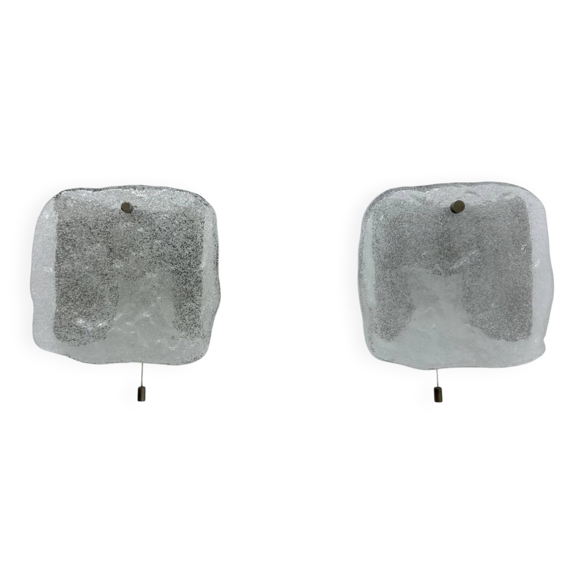 Set of 2 J.T. Kalmar ice glass wall lamps sconce, 1970s, Germany