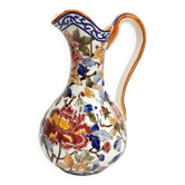 Gien earthenware ewer pitcher peony deco