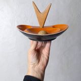 old ceramic and asymmetrical wood pipe ashtray