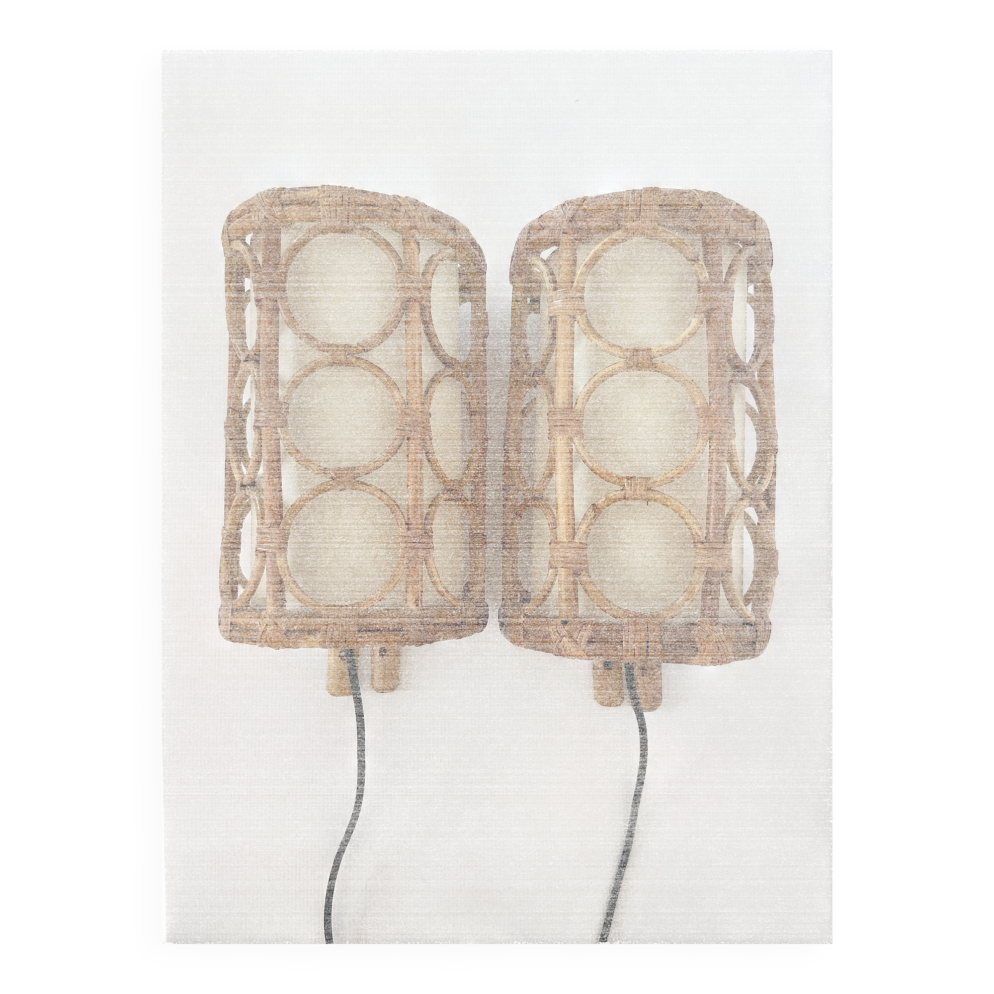Mid-Century Rattan Wall Sconces — Louis Sognot Style