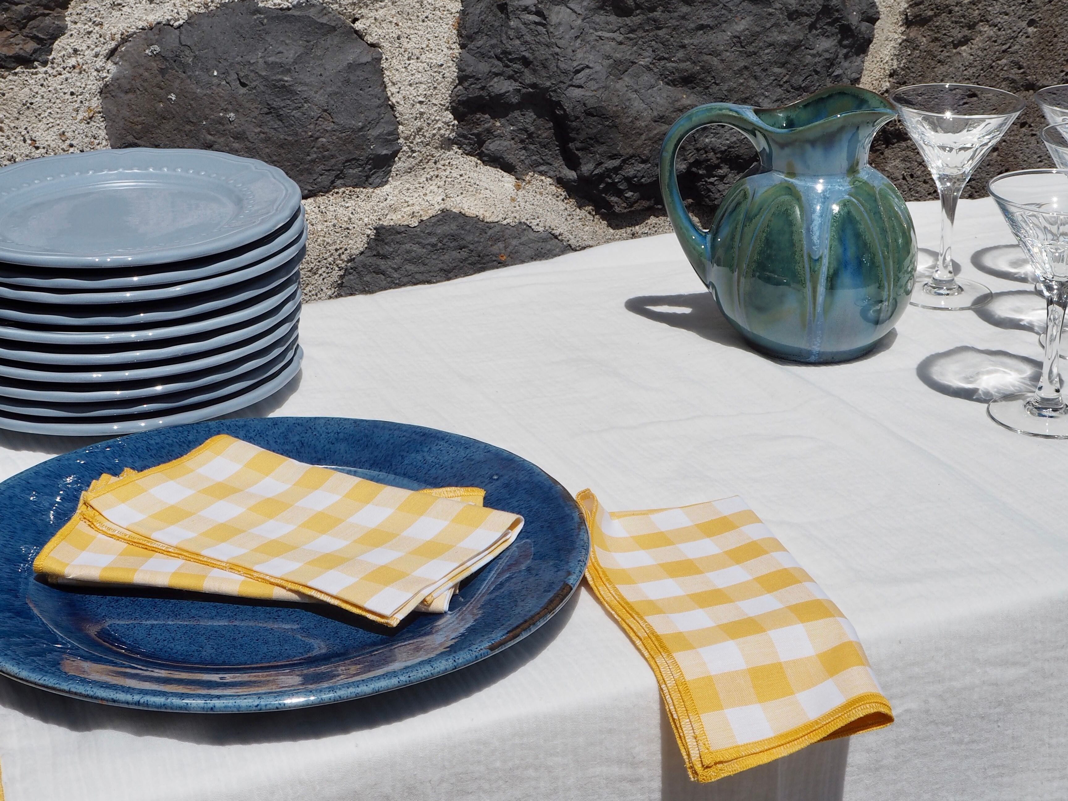 Blue ceramic melon pitcher