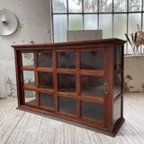 Mahogany sideboard with sliding glass doors