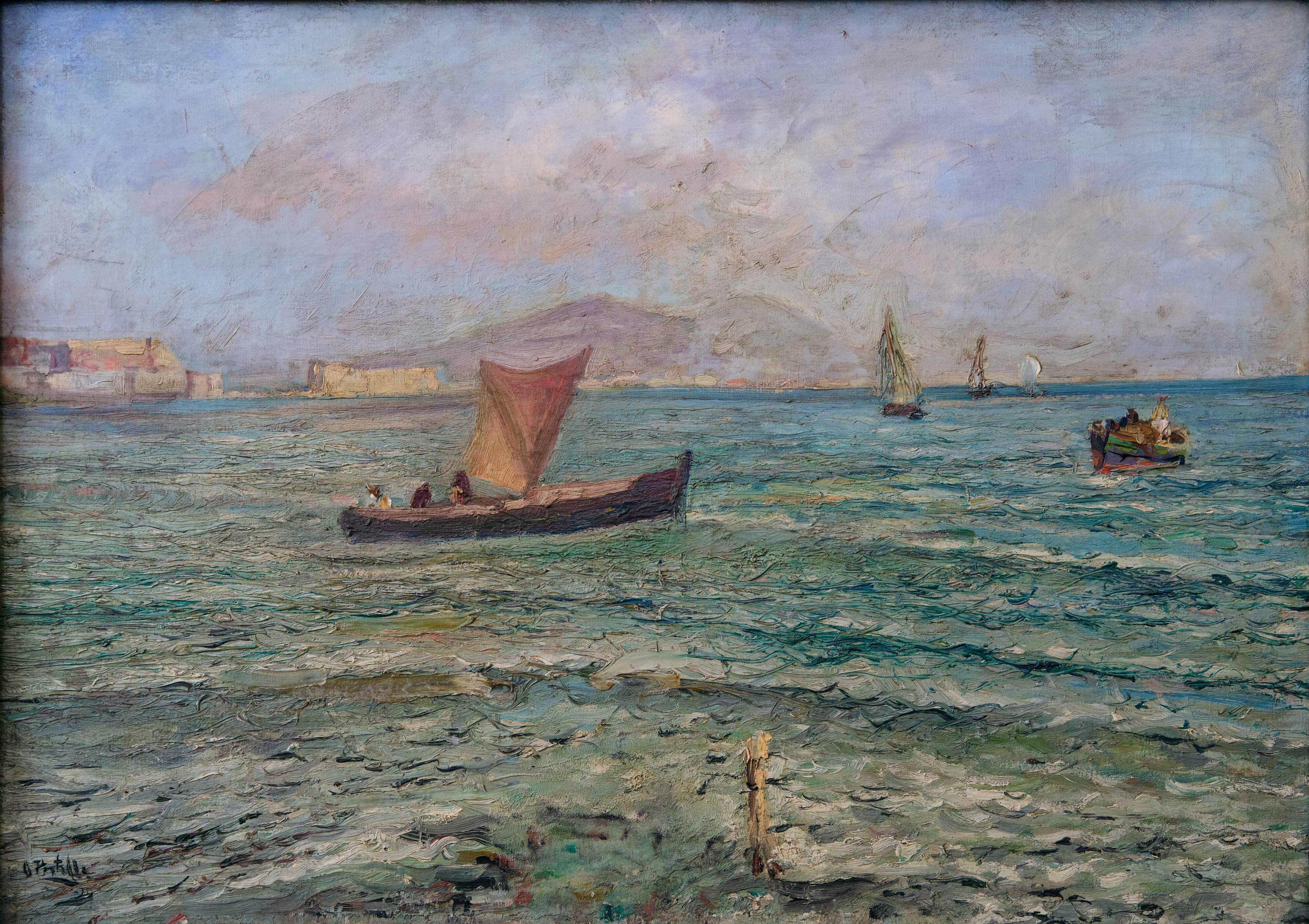 Quais et bateaux ugo pratella (1890-1978) huile sur toile