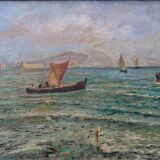 <Docks and boats>,Ugo Pratella  (1890-1978)