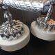 Pair of torch  in glass and chrome metal / vintage 70s wall light