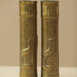 Pair of vintage Art Deco Brass vases Circa 191