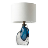 Orrefors Swedish Modern Blue Cased Glass Table Lamp Numbered 1950s