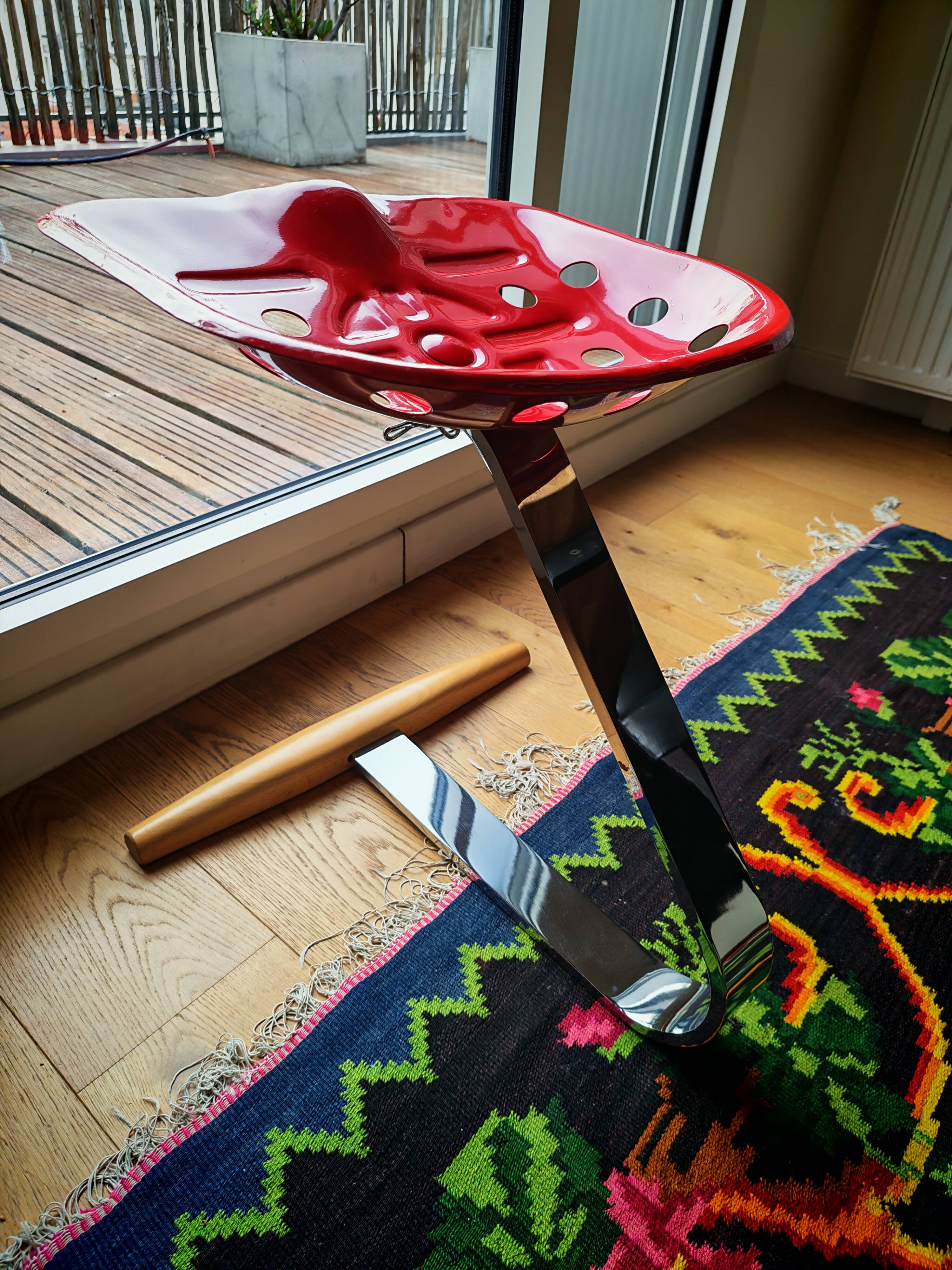 Tabouret Zanotta Mezzadro rouge