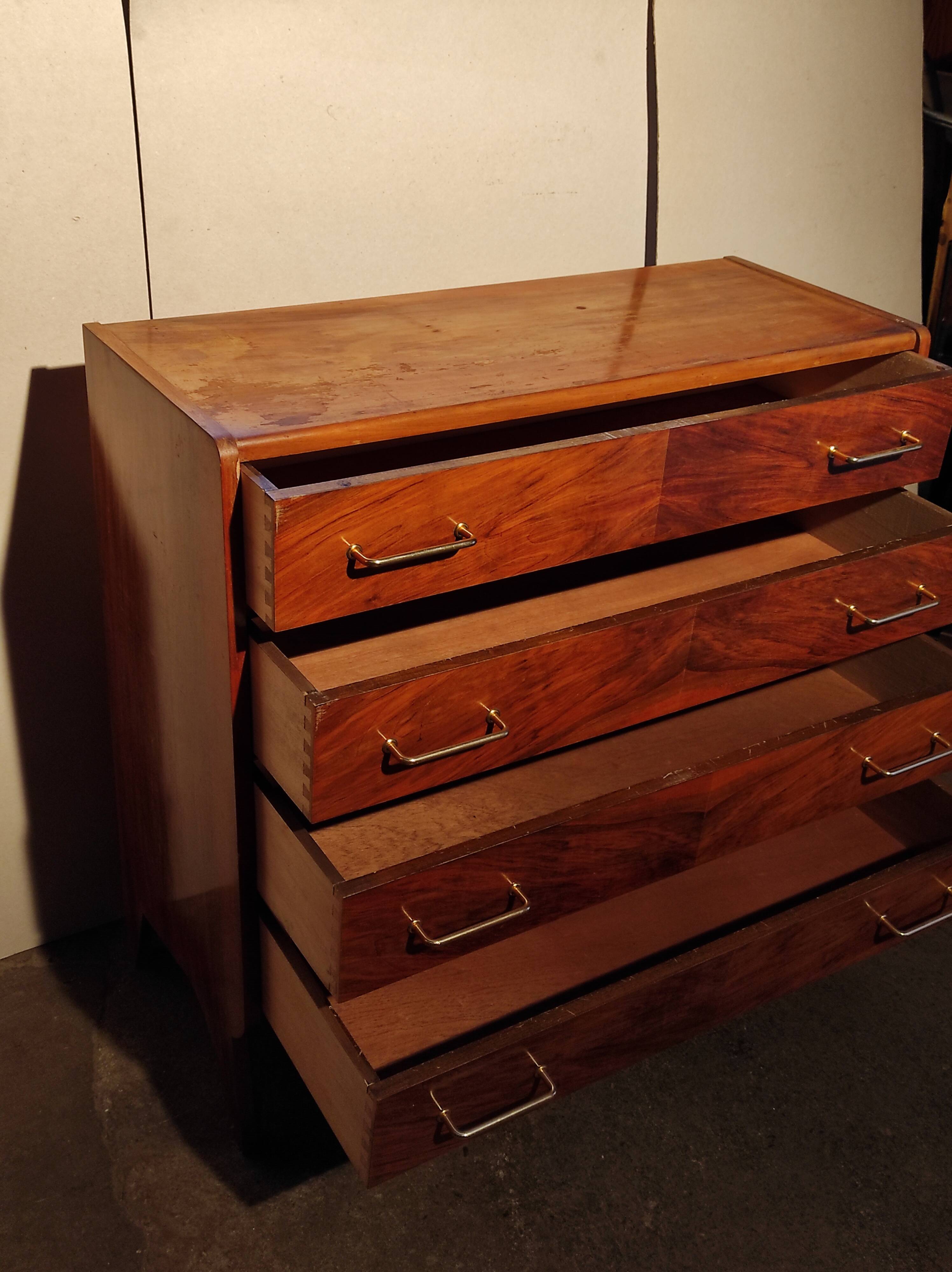 Commode vintage 4 tiroirs pieds compas