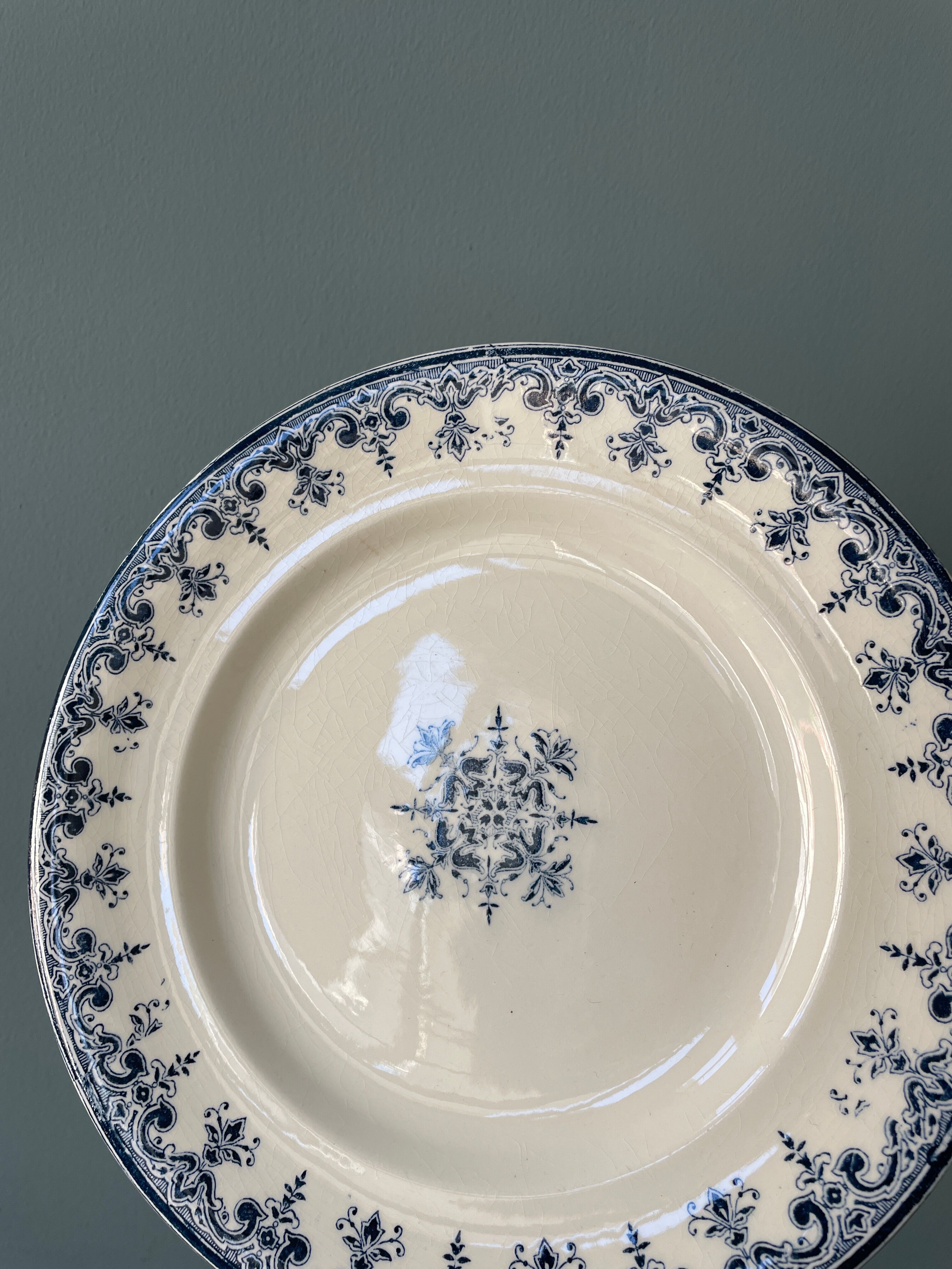 Set of 12 flat plates Terre de Fer L.G "Rouen" XIX