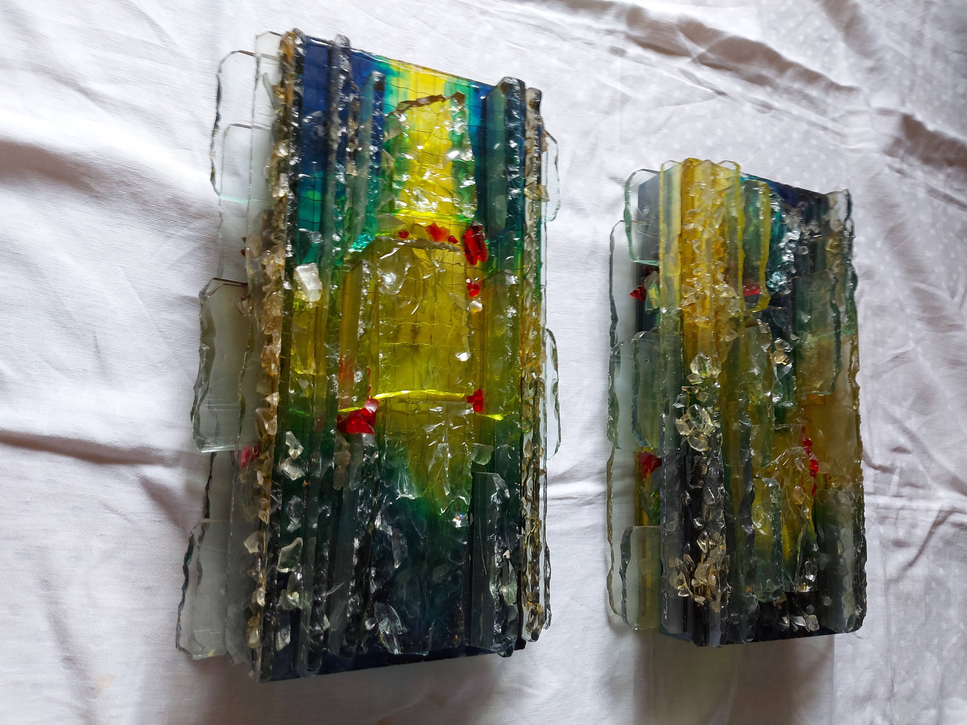 Pair of raak glass appliques, Willem Van Oyen, Chartres model