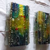 Pair of raak glass appliques, Willem Van Oyen, Chartres model