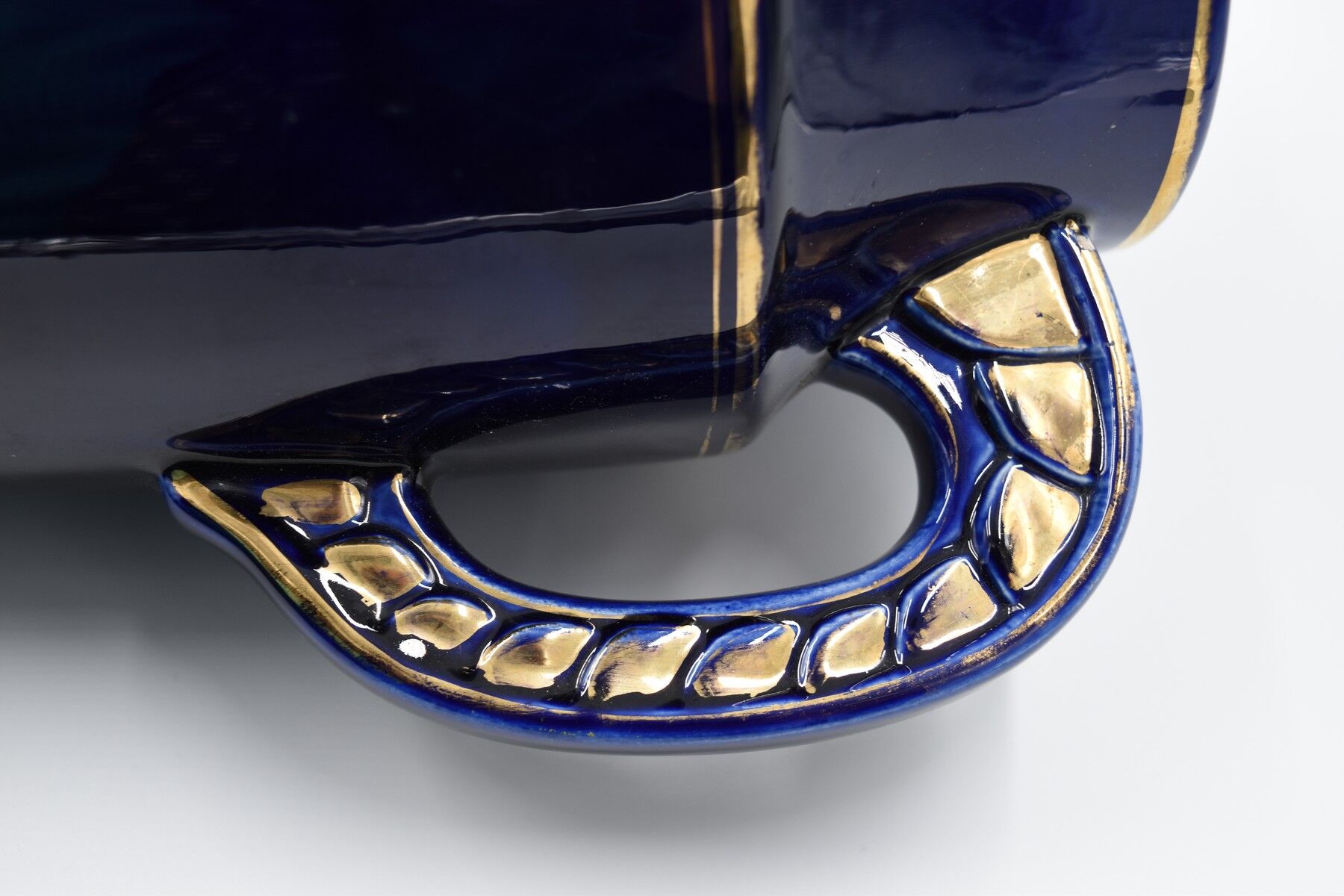 Large ceramic art deco vase by Odyv blue sèvres