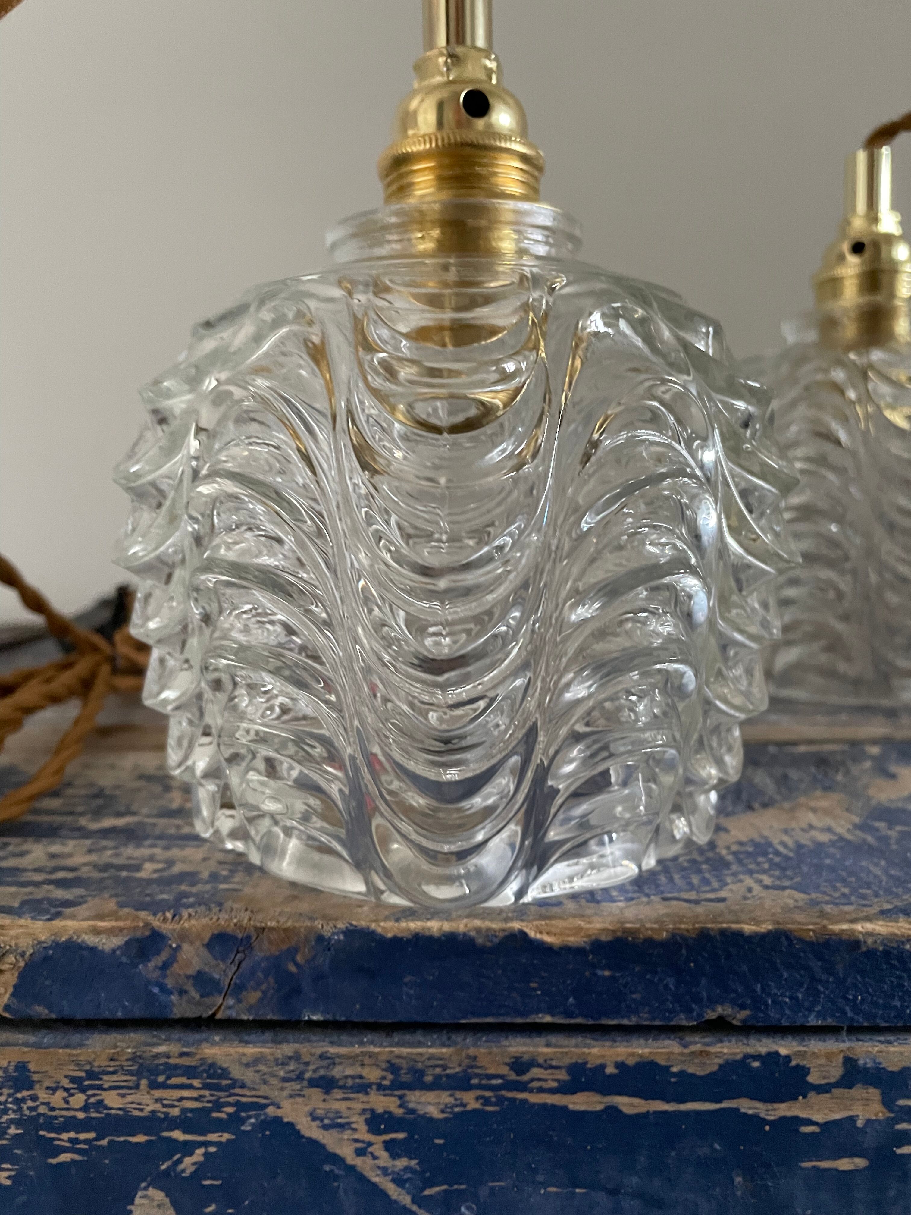 Set of two vintage electric chiseled glass handhelds