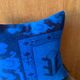 Vessel Motif Rug Cushion, Cobalt Navy Wool, Tribal Kilim Decor 20x20