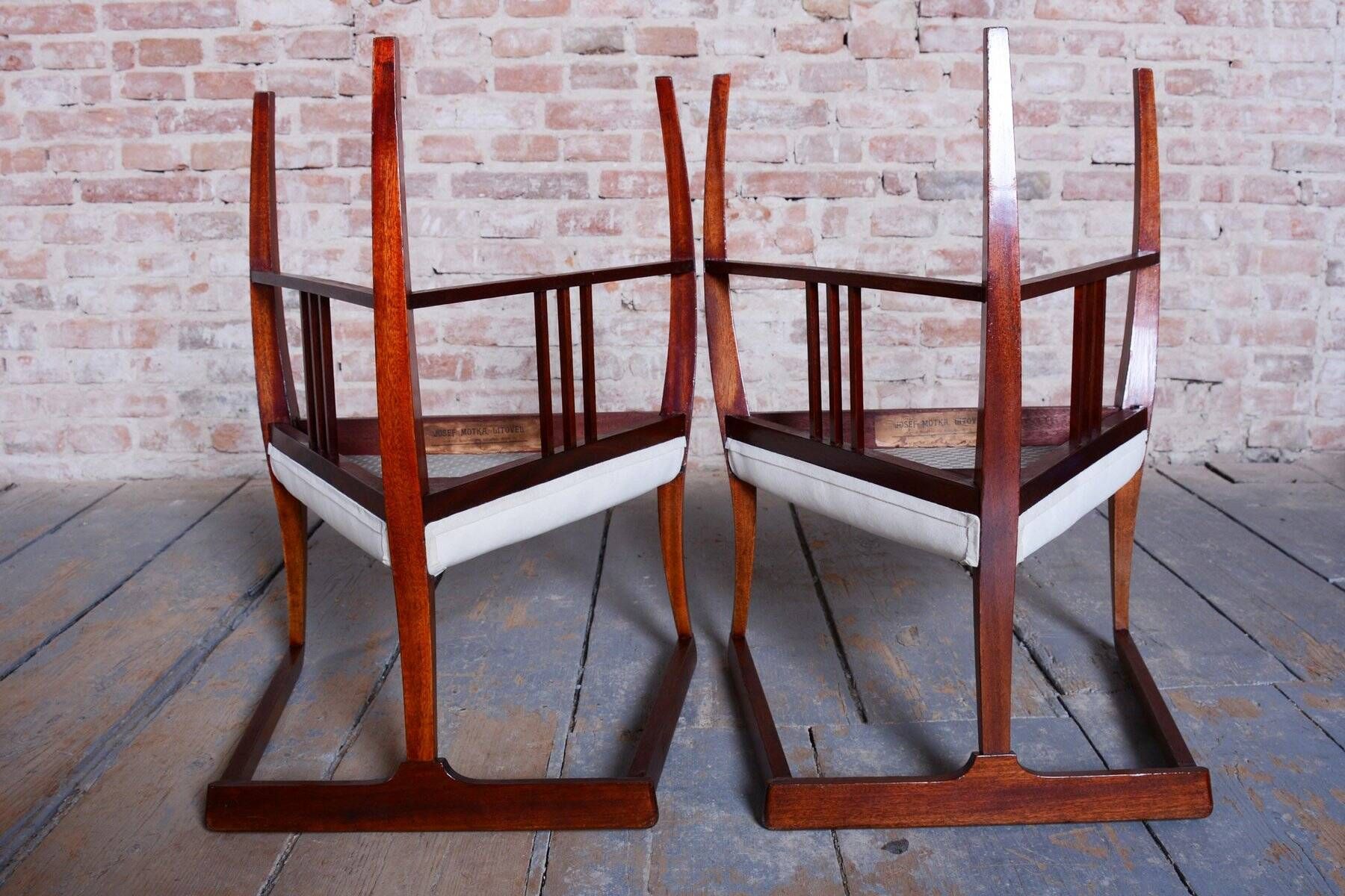 Czech Art Deco Dining Table and Chairs by J. Kotěra for Josef Motka - Litovel, 1900s, Set of 4