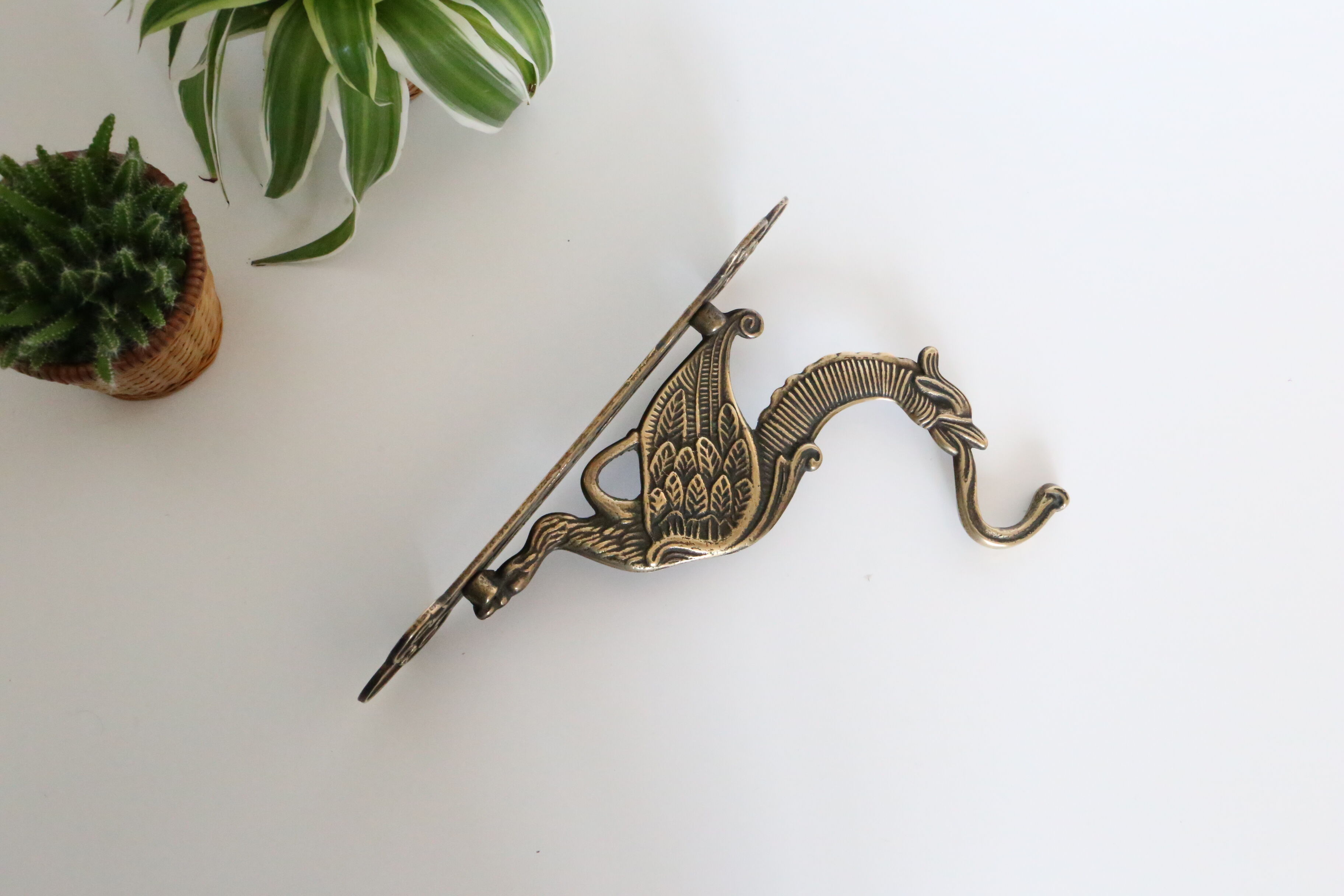 Gothic dragon rack, plant door or brass mantle holder