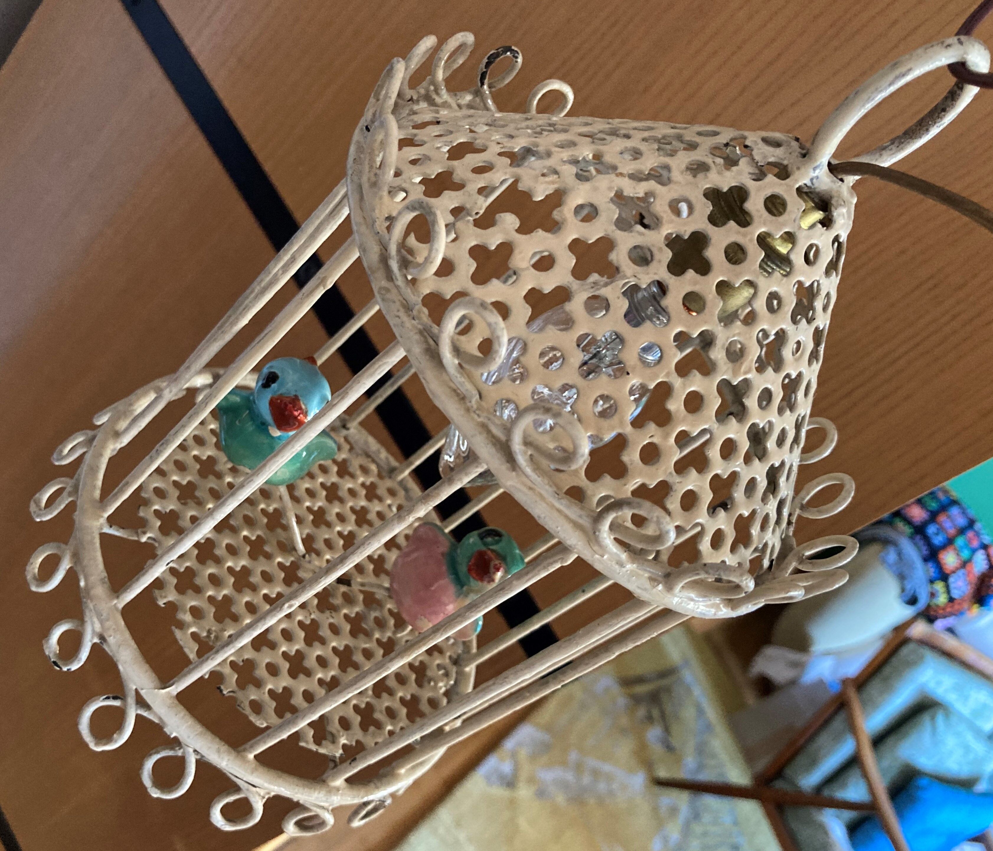 Bird cage lamp in vintage ceramics 50 years