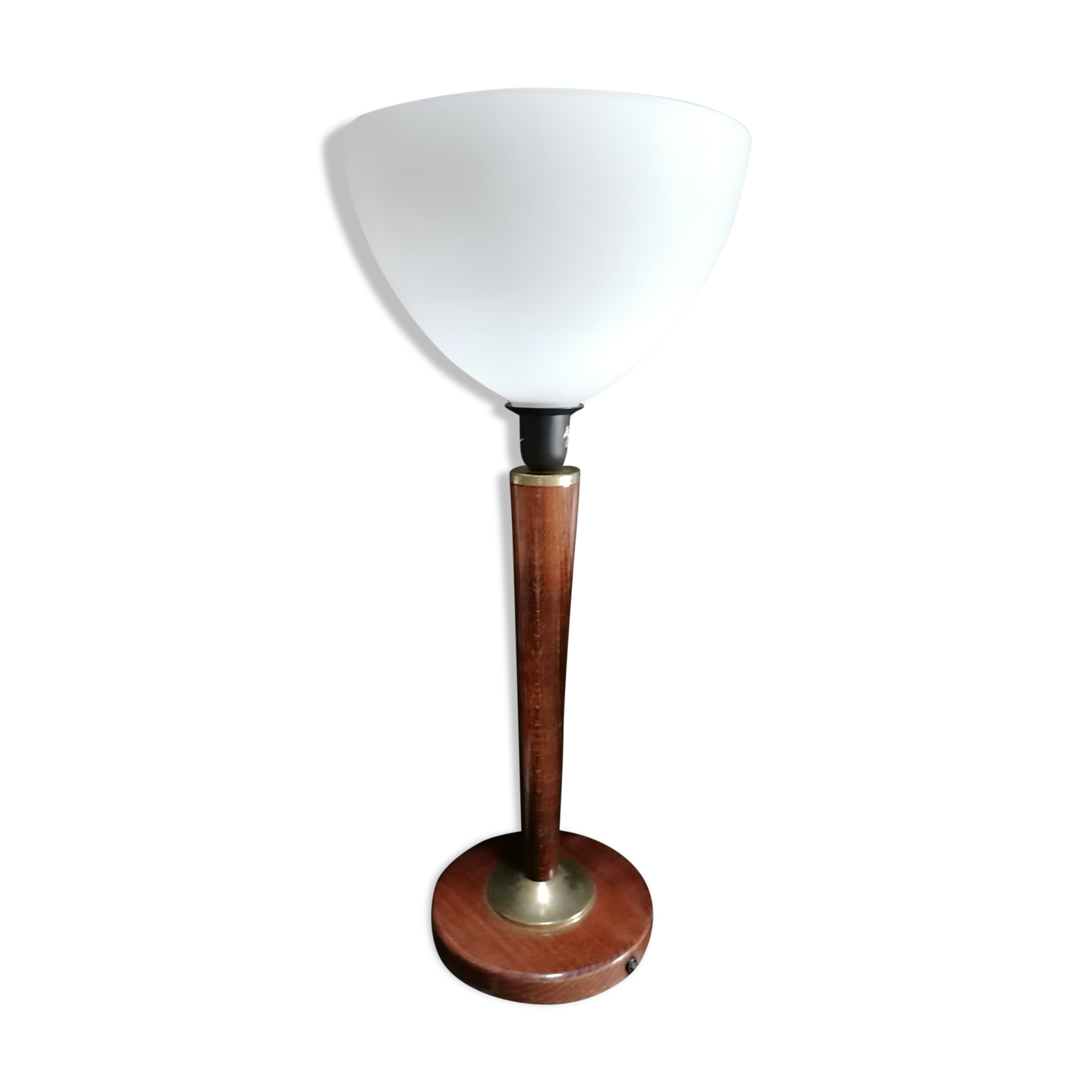 Lamp art deco foot wood Unilux opaline washbasin