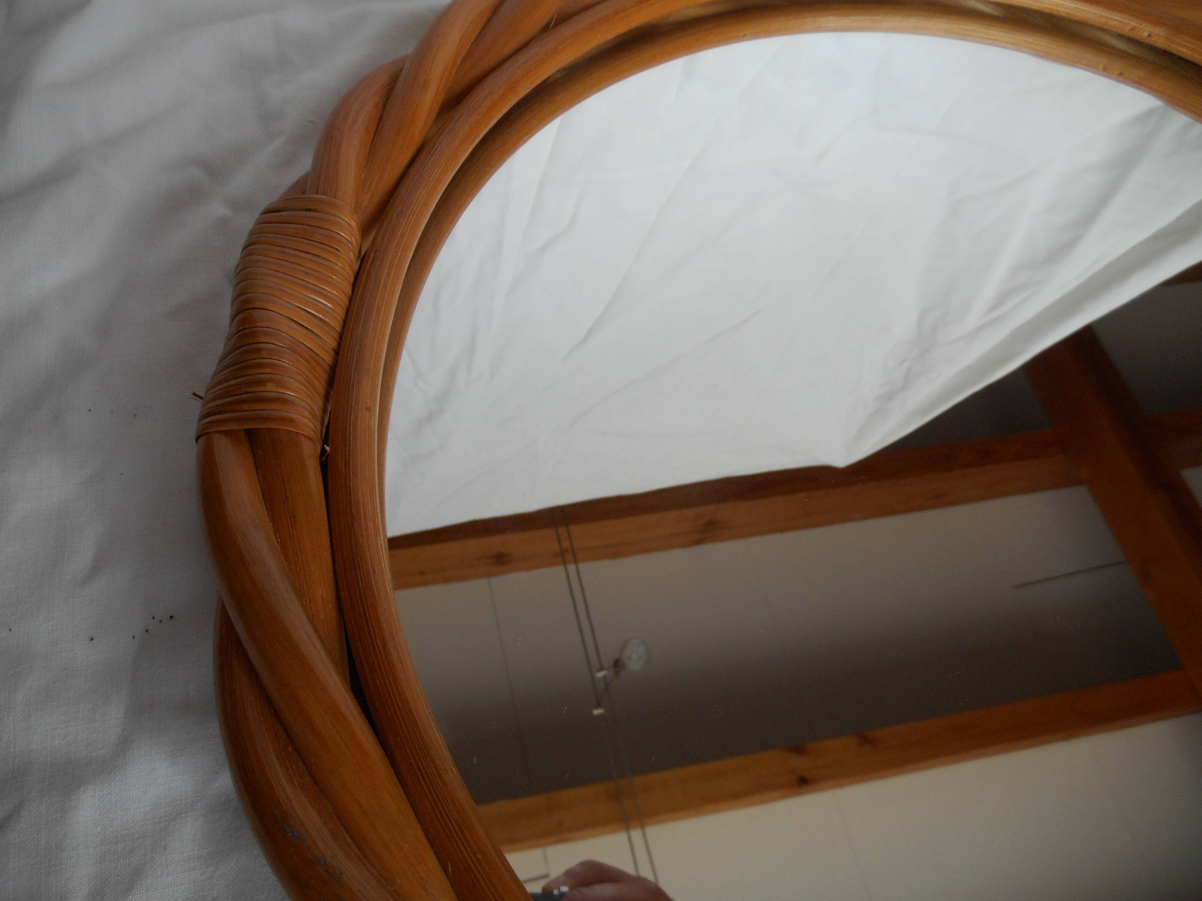 Mirror round rattan vintage 45cm diameter