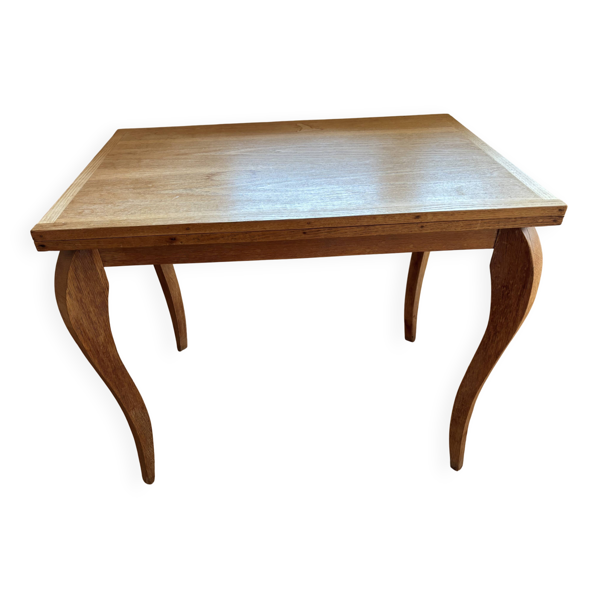 Folding game table in cerused oak – cabriole legs – Louis XV style