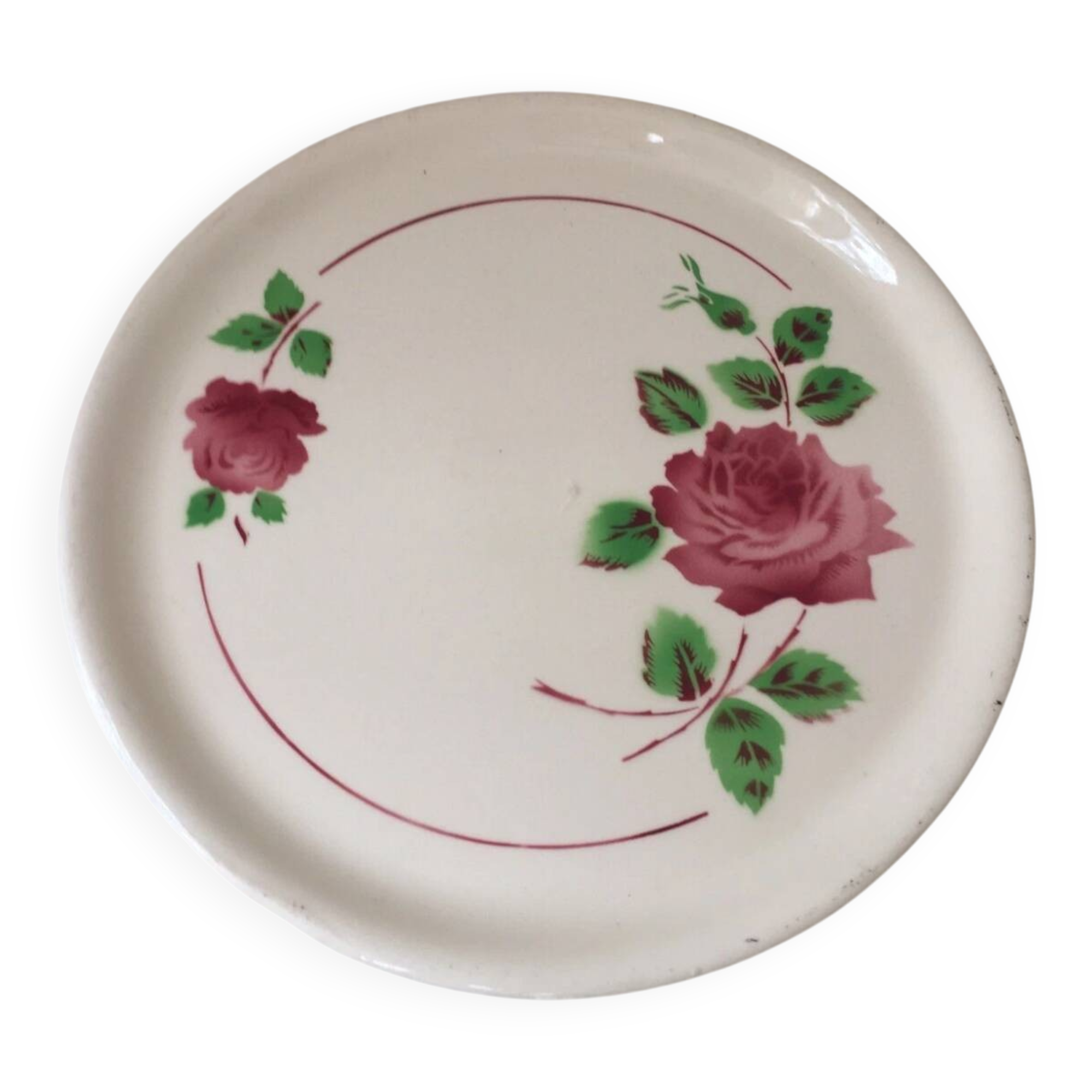 Badonviller pink cake plate Digoin