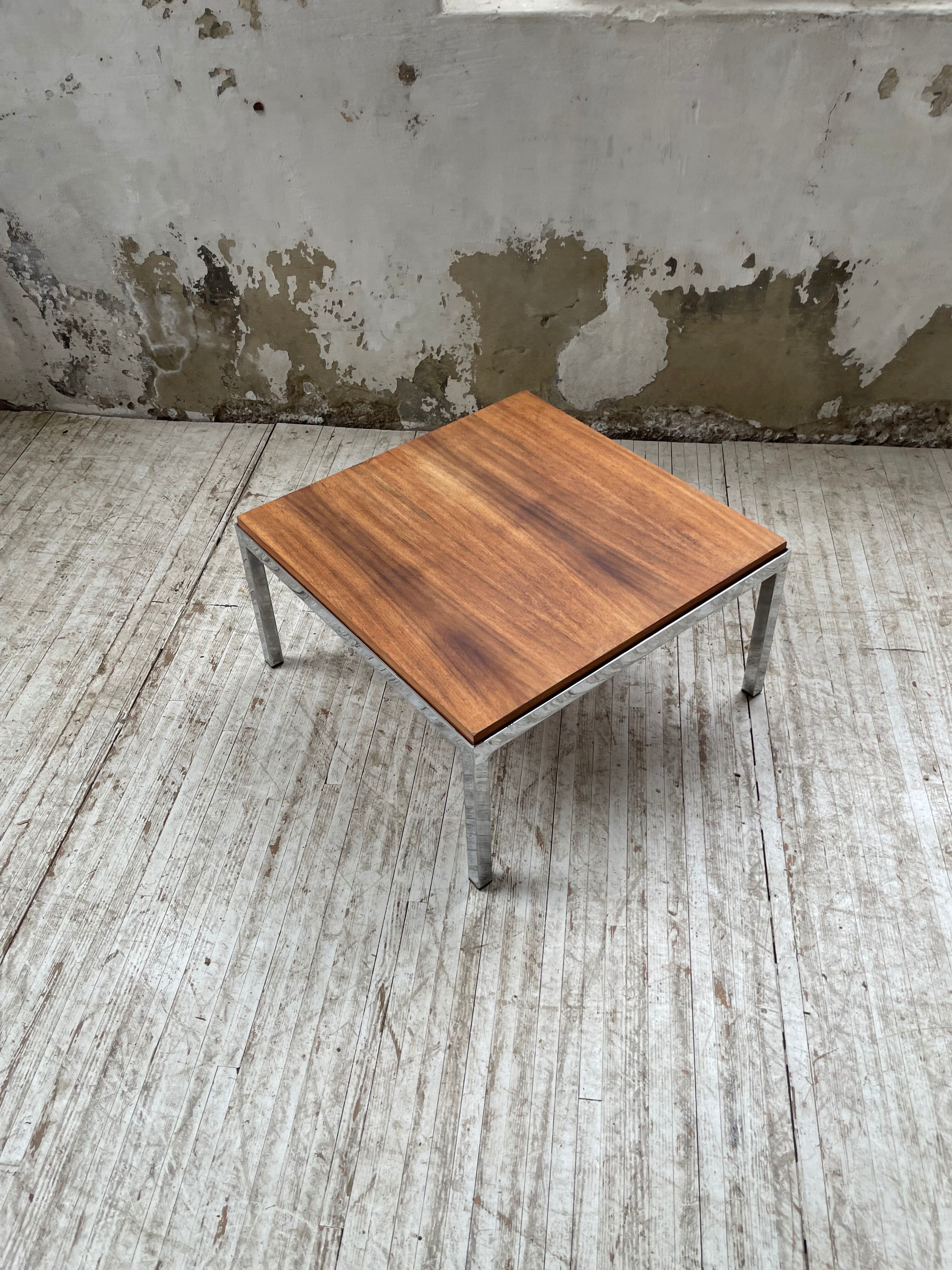 Walnut and modernist chrome coffee table