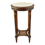 Louis XVI Style Pedestal Table, Carved Wood & Marble, Early 20th Century