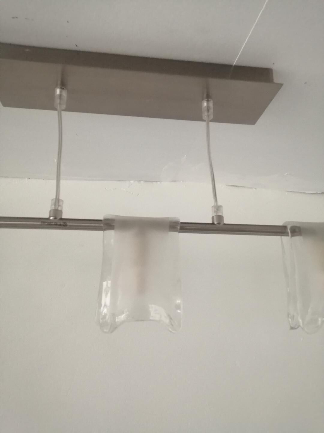 80's chrome chandelier with murano lampshades