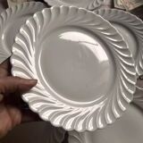 Set of 6 antique twisted white porcelain plates, a beautiful timeless classic.