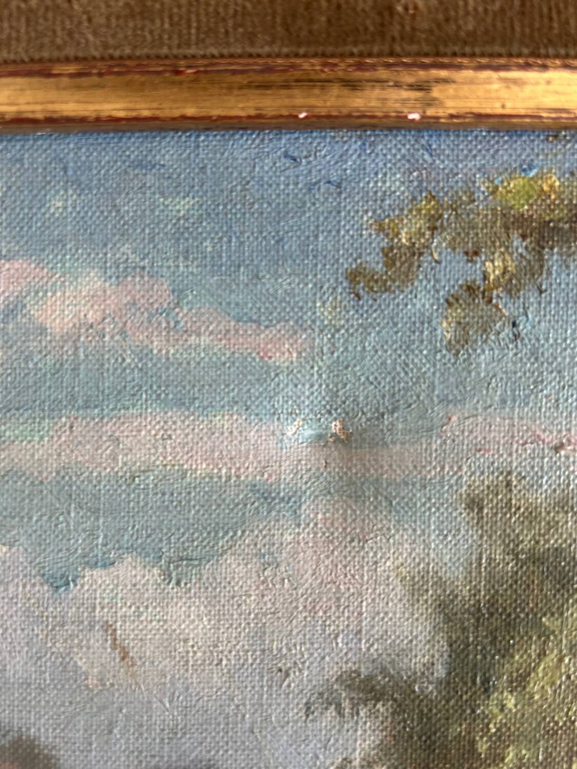 Huile sur Toile « Le pont de Blamont sur l'Ourcq » de Laby . XX.