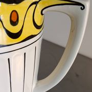 1 very large BFK (Boch Frères Keramis) Ambra 801 L jug. White, black lines and decorated band