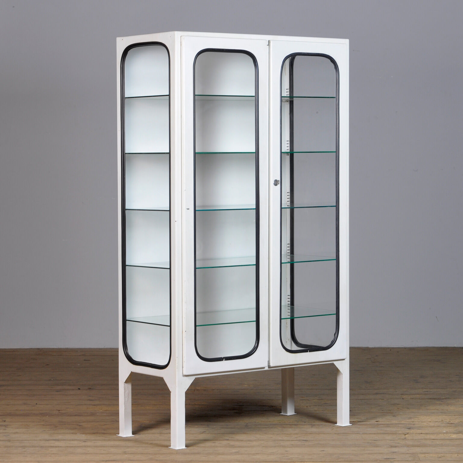 Glass & iron medical cabinet, 1970s