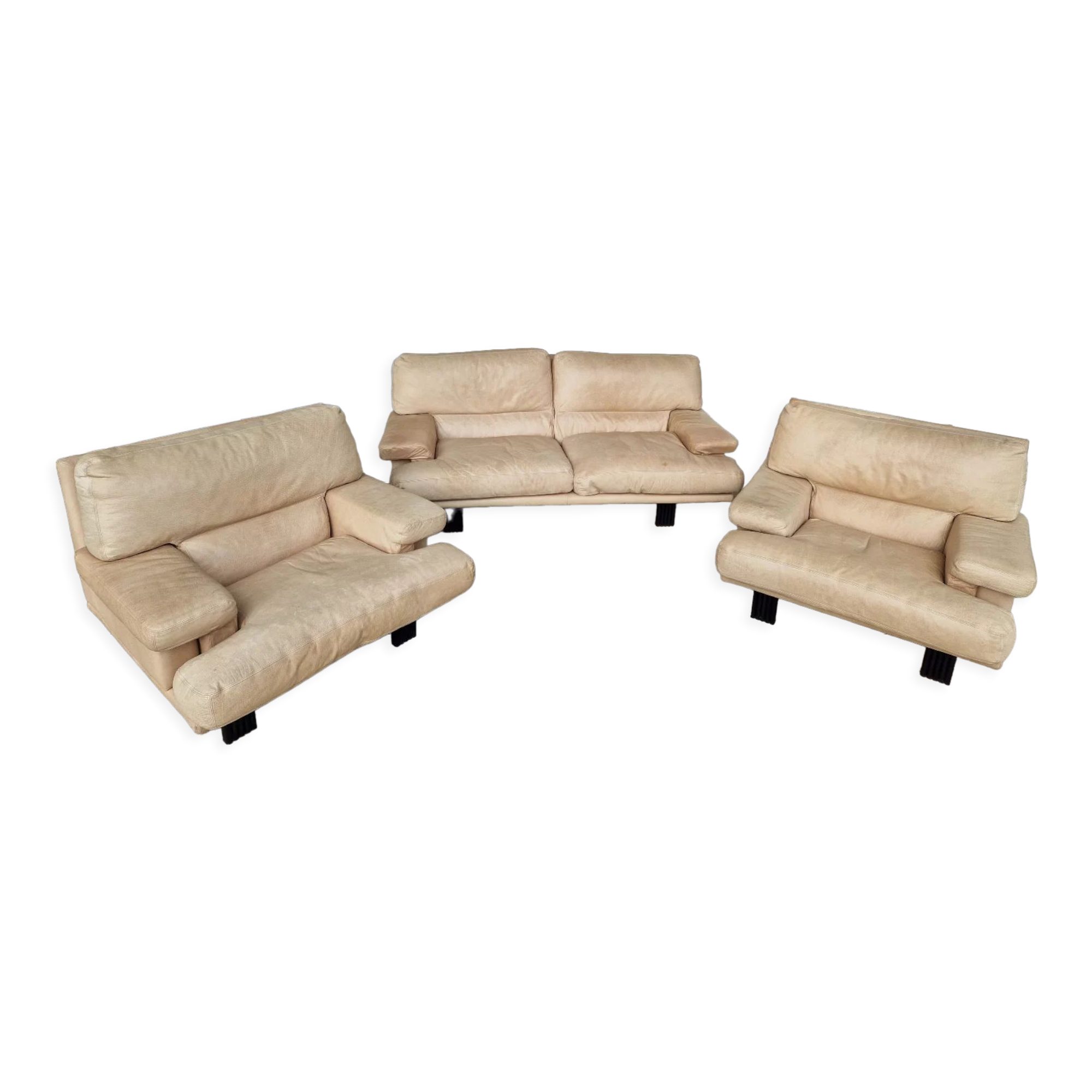 Salon vintage canapé et deux fauteuils