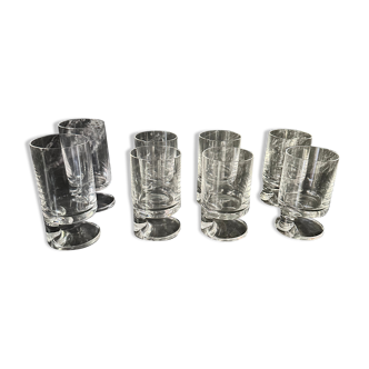 SMOKE glass by Joe colombo for Arnolfo Di Cambio 1970 set of 8