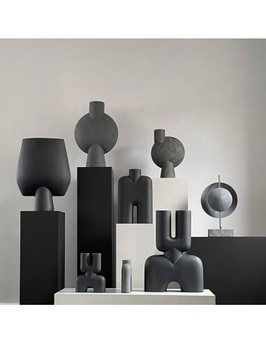 Oxidized metal table lamp, contemporary work.