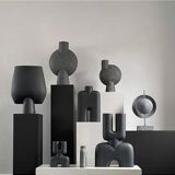 Oxidized metal table lamp, contemporary work.