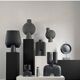 Oxidized metal table lamp, contemporary work.