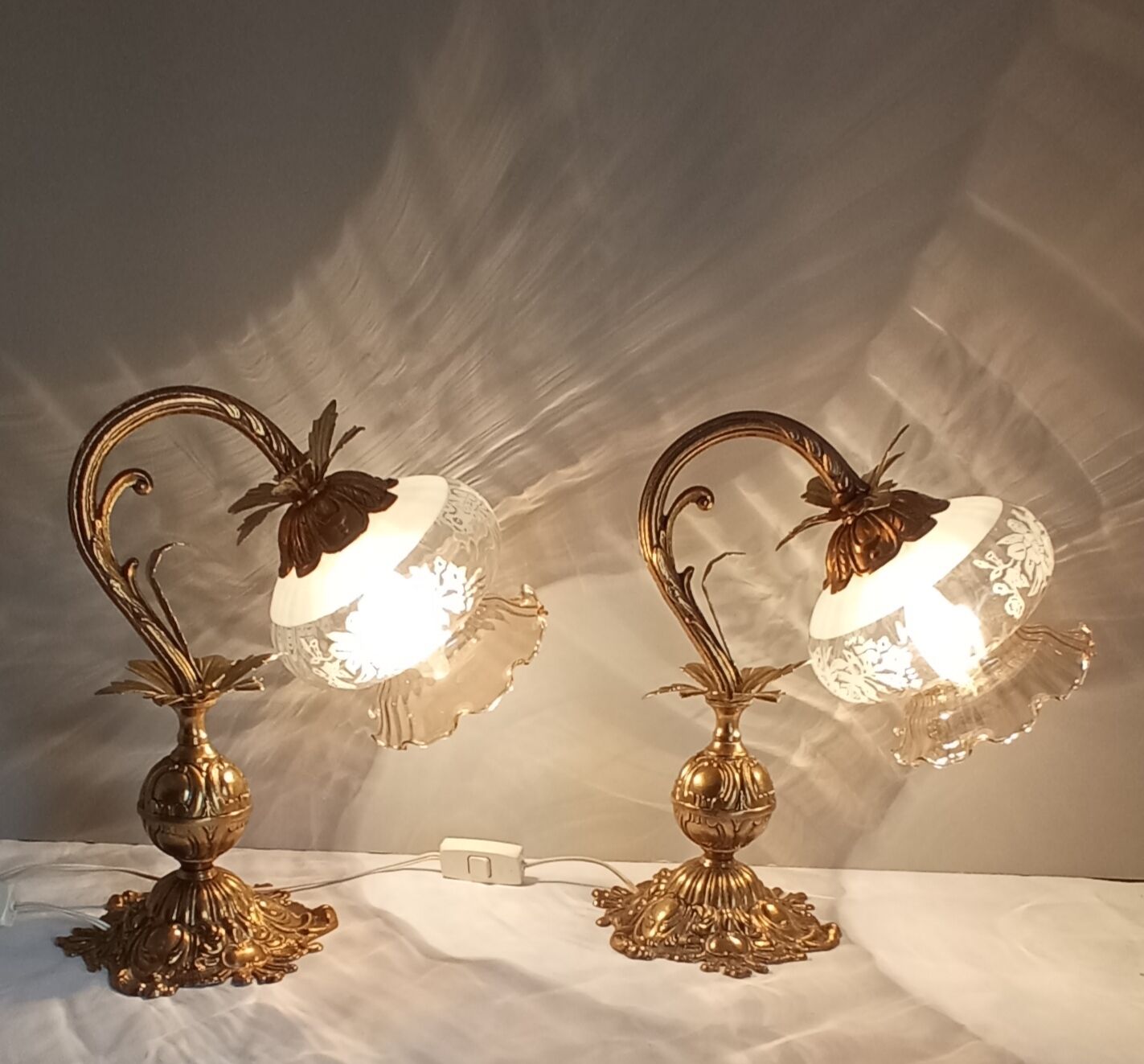 Pair of bronze gooseneck lamps