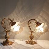 Pair of bronze gooseneck lamps