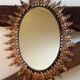 Oval sun mirror wrought iron from the 1950s Italy