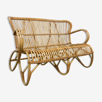 Vintage rattan two seater sofa by Rohe Noordwolde