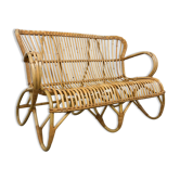 Vintage rattan two seater sofa by Rohe Noordwolde