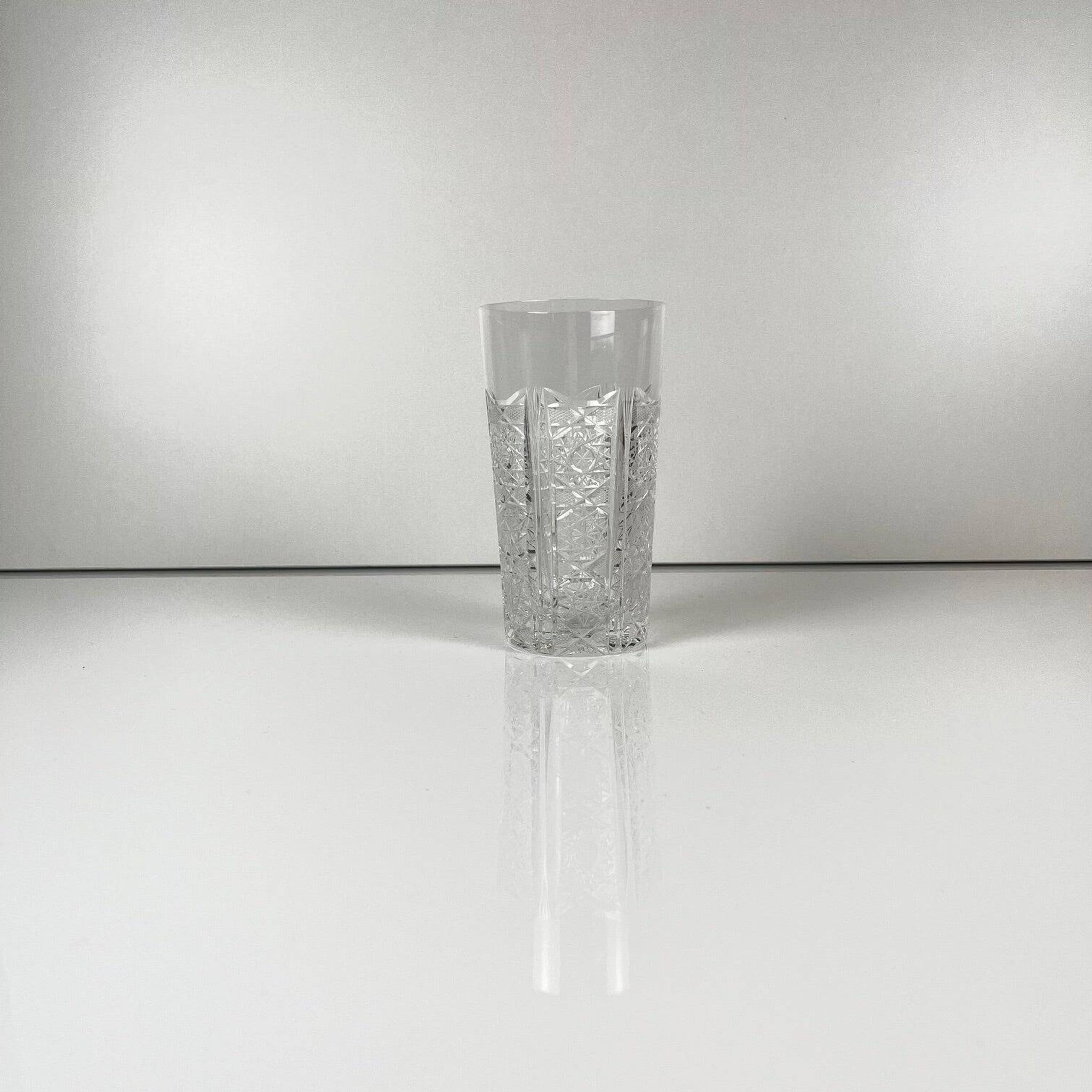 Set of 5 Bohemian cut crystal highball glasses, Czech Republic