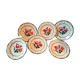 6 assiettes plates en faience à decor de roses rouges et feuilles vertes