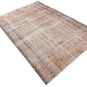 Terracotta & Rust Brown Floral Persian Rug, Turkish Vintage Antique Carpet